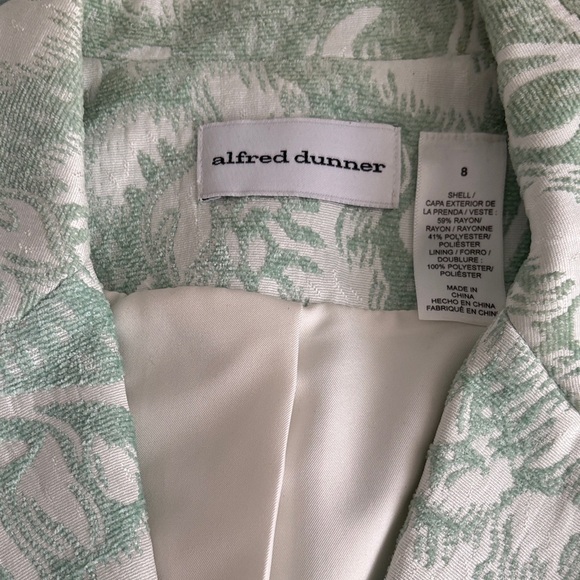 Alfred Dunner Mint Green and White Floral Blazer Size 8 - Picture 2 of 8